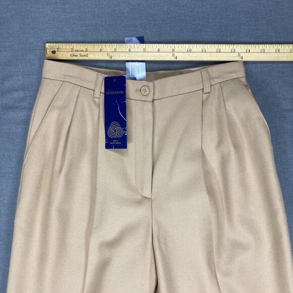 Charter Club 100% Wool Pants Sz 10 Tan Pleated High Waisted Dressy Trousers NEW - Picture 8 of 15